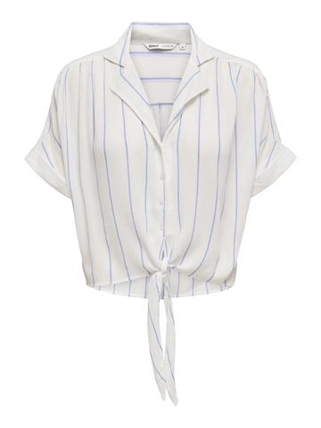 Only - T-shirt korte mouw - Ecru - Onlpaula Life S/S Tie Shirt Wv - 15281497