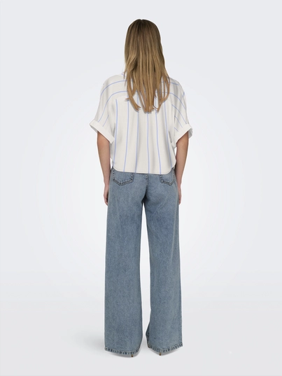 Only - T-shirt korte mouw - Ecru - Onlpaula Life S/S Tie Shirt Wv - 15281497