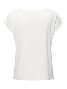 Only - T-shirt korte mouw - Ecru - Onlrilla S/S V-Neck Top Jrs - 15315776