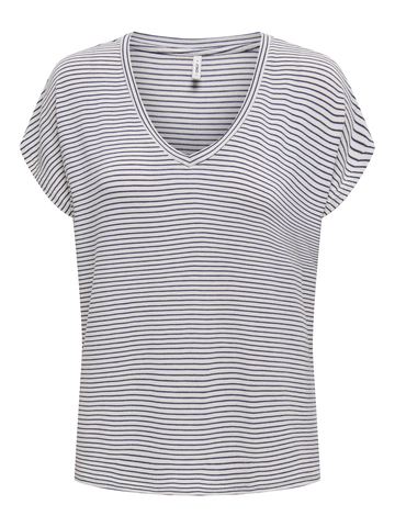 Only - T-shirt korte mouw - Gestreepte print - Onltine S/S V-Neck Top Jrs - 15315407