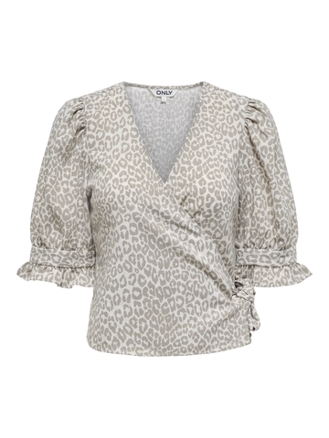 Only - T-shirt korte mouw - Grijs - Onlemmia Life 2/4 Tie Wrap Top - 15356207