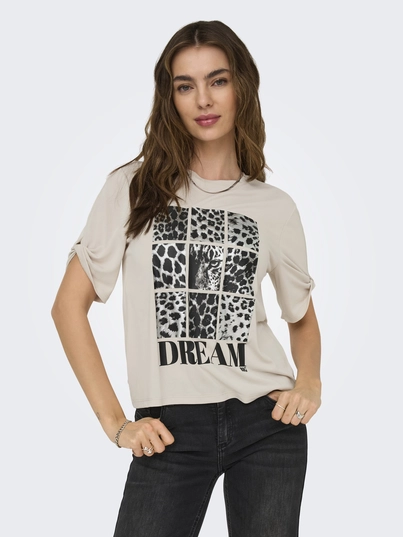 Only - T-shirt korte mouw - Grijs - Onlfree Life S/S Create Top Bo - 15349921