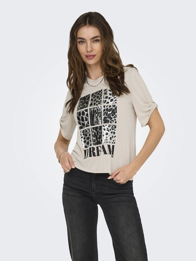 Only - T-shirt korte mouw - Grijs - Onlfree Life S/S Create Top Bo - 15349921