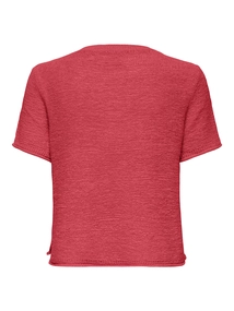 Only - T-shirt korte mouw - Rood - Onlsunny S/S Pullover Knt - 15254282