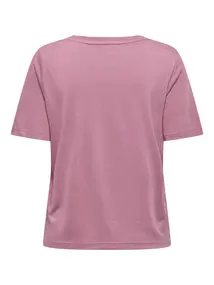 Only - T-shirt korte mouw - Roze - Onlelise S/S V-Neck Top Jrs No - 15257390
