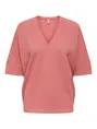 Only - T-shirt korte mouw - Roze - Onlivy S/S Glitter V-Neck Top - 15347713