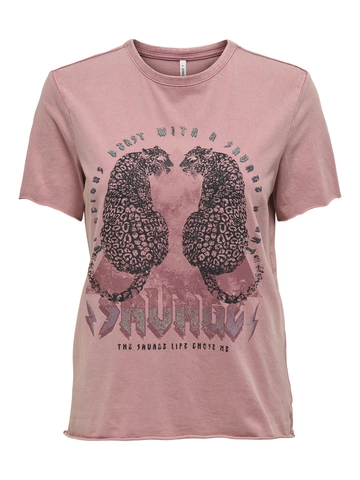 Only - T-shirt korte mouw - Roze - Onllucy Life Reg S/S Top Box - 15307412
