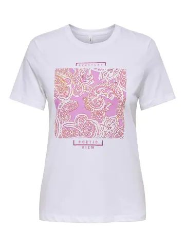 Only - T-shirt korte mouw - Wit - Onlabby Life Reg S/S Aop Top B - 15343279