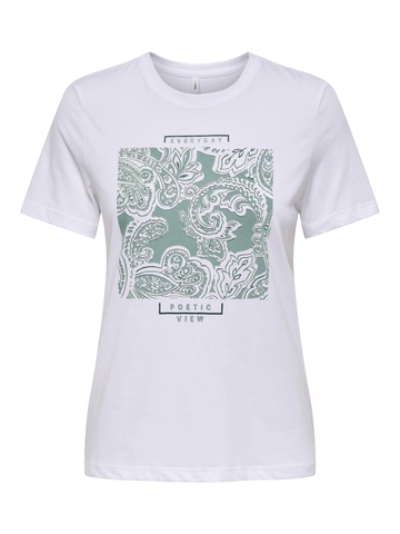 Only - T-shirt korte mouw - Wit - Onlabby Life Reg S/S Aop Top B - 15343279