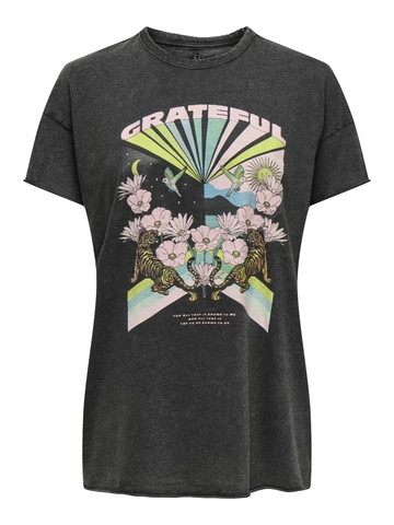 Only - T-shirt korte mouw - Zwart - Onllucy Life Reg S/S Top Jrs - 15215721