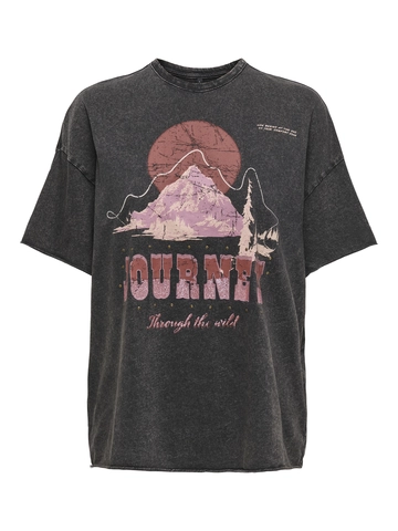 Only - T-shirt korte mouw - Zwart - Onllucy Life S/S Mountain - 15343180