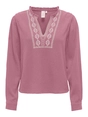Only - T-shirt lange mouw - Roze - Onlemma Ls Detail V-Neck Top - 15334116
