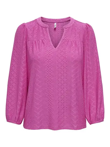 Only - T-shirt lange mouw - Roze - Onlsandra L/S Split Top Jrs - 15293379