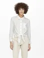 Only - T-shirt lange mouw - Wit - Onllecey Ls Knot Shirt Noos Wv - 15195910