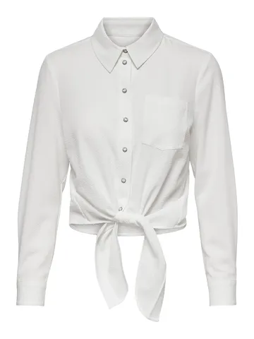 Only - T-shirt lange mouw - Wit - Onllecey Ls Knot Shirt Noos Wv - 15195910