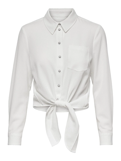 Only - T-shirt lange mouw - Wit - Onllecey Ls Knot Shirt Noos Wv - 15195910