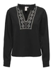 Only - T-shirt lange mouw - Zwart - Onlemma Ls Detail V-Neck Top - 15334116