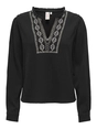 Only - T-shirt lange mouw - Zwart - Onlemma Ls Detail V-Neck Top - 15334116
