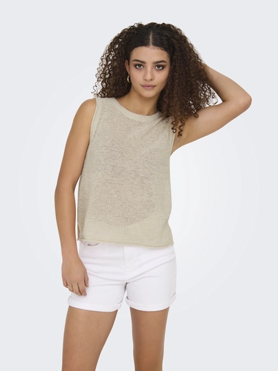 Only - Tanktop - Beige - Onlsunny O-Neck Tank Top Knt N - 15350925