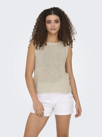 Only - Tanktop - Beige - Onlsunny O-Neck Tank Top Knt N - 15350925