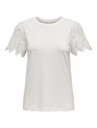 Only - Trendy T-shirt korte mouw - Ecru - Onlebba Life S/S Lace Top Jrs - 15324887