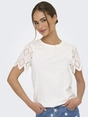Only - Trendy T-shirt korte mouw - Ecru - Onlebba Life S/S Lace Top Jrs - 15324887