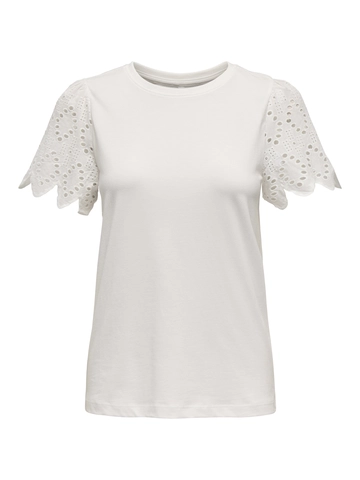 Only - Trendy T-shirt korte mouw - Ecru - Onlebba Life S/S Lace Top Jrs - 15324887