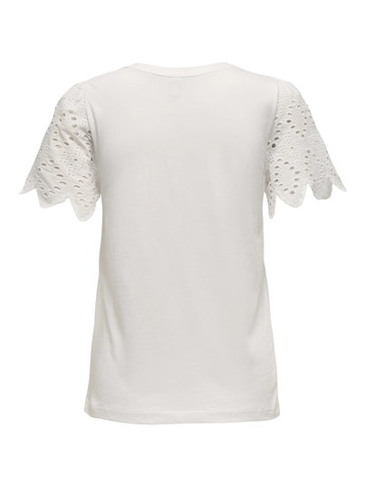 Only - Trendy T-shirt korte mouw - Ecru - Onlebba Life S/S Lace Top Jrs - 15324887