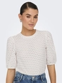 Only - Trendy T-shirt korte mouw - Ecru - Onlelisa S/S O-Neck Top Box Jr - 15346853