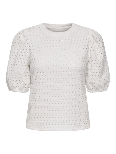 Only - Trendy T-shirt korte mouw - Ecru - Onlelisa S/S O-Neck Top Box Jr - 15346853