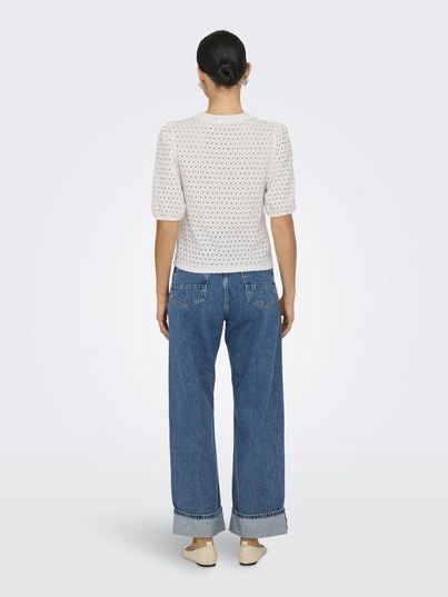 Only - Trendy T-shirt korte mouw - Ecru - Onlelisa S/S O-Neck Top Box Jr - 15346853