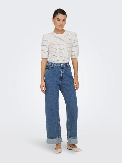 Only - Trendy T-shirt korte mouw - Ecru - Onlelisa S/S O-Neck Top Box Jr - 15346853