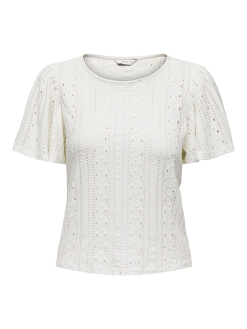 Only - Trendy T-shirt korte mouw - Ecru - Onlriverside S/S Flaired Top J - 15312474