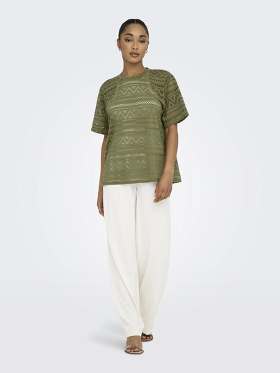 Only - Trendy T-shirt korte mouw - Groen - Onlaniri S/S O-Neck Top Jrs - 15350242
