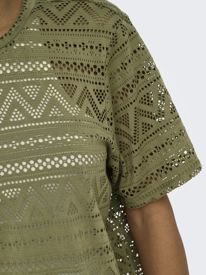 Only - Trendy T-shirt korte mouw - Groen - Onlaniri S/S O-Neck Top Jrs - 15350242