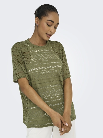 Only - Trendy T-shirt korte mouw - Groen - Onlaniri S/S O-Neck Top Jrs - 15350242