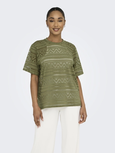 Only - Trendy T-shirt korte mouw - Groen - Onlaniri S/S O-Neck Top Jrs - 15350242