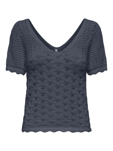 Only - Trendy T-shirt korte mouw - Marineblauw - Onlbecca Life Ss V-Neck Top Kn - 15318713