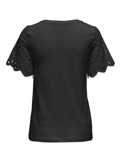 Only - Trendy T-shirt korte mouw - Zwart - Onlebba Life S/S Lace Top Jrs - 15324887