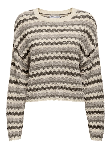 Only - Trui met ronde hals - Beige - Onlasa Ls Short O-Neck - 15339609