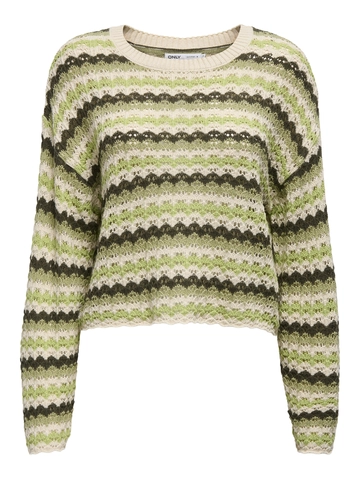 Only - Trui met ronde hals - Beige - Onlasa Ls Short O-Neck - 15339609