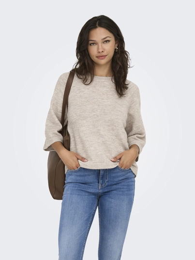 Only - Trui met ronde hals - Beige - Onlsimoni 3/4 Pullover - 15333199