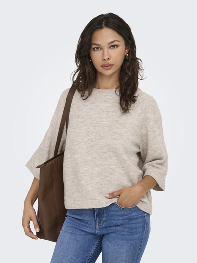 Only - Trui met ronde hals - Beige - Onlsimoni 3/4 Pullover - 15333199