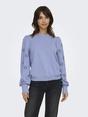 Only - Trui met ronde hals - Blauw - Onlfemme L/S Puff Embroidery - 15315687