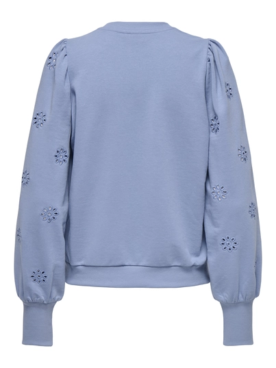 Only - Trui met ronde hals - Blauw - Onlfemme L/S Puff Embroidery - 15315687