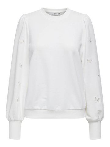 Only - Trui met ronde hals - Ecru - Onlfemme L/S Puff Embroidery - 15315687