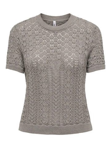 Only - Trui met ronde hals - Grijs - Onlsaga Life Ss O-Neck Cc Knt - 15339662