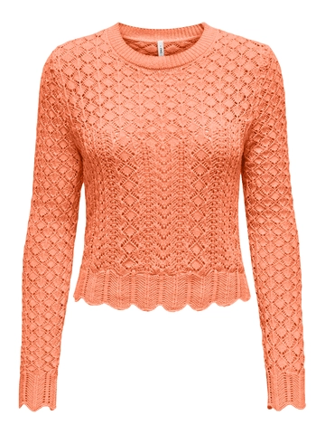Only - Trui met ronde hals - Oranje - Onlsaga Life Ls O-Neck Cc Knt - 15339668
