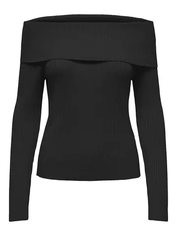 Only - Trui met ronde hals - Zwart - Onlkatia Ls Off Shoulder - 15311830