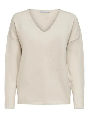 Only - Trui V-hals - Ecru - Onlrica Life L/S V-Neck - 15224360